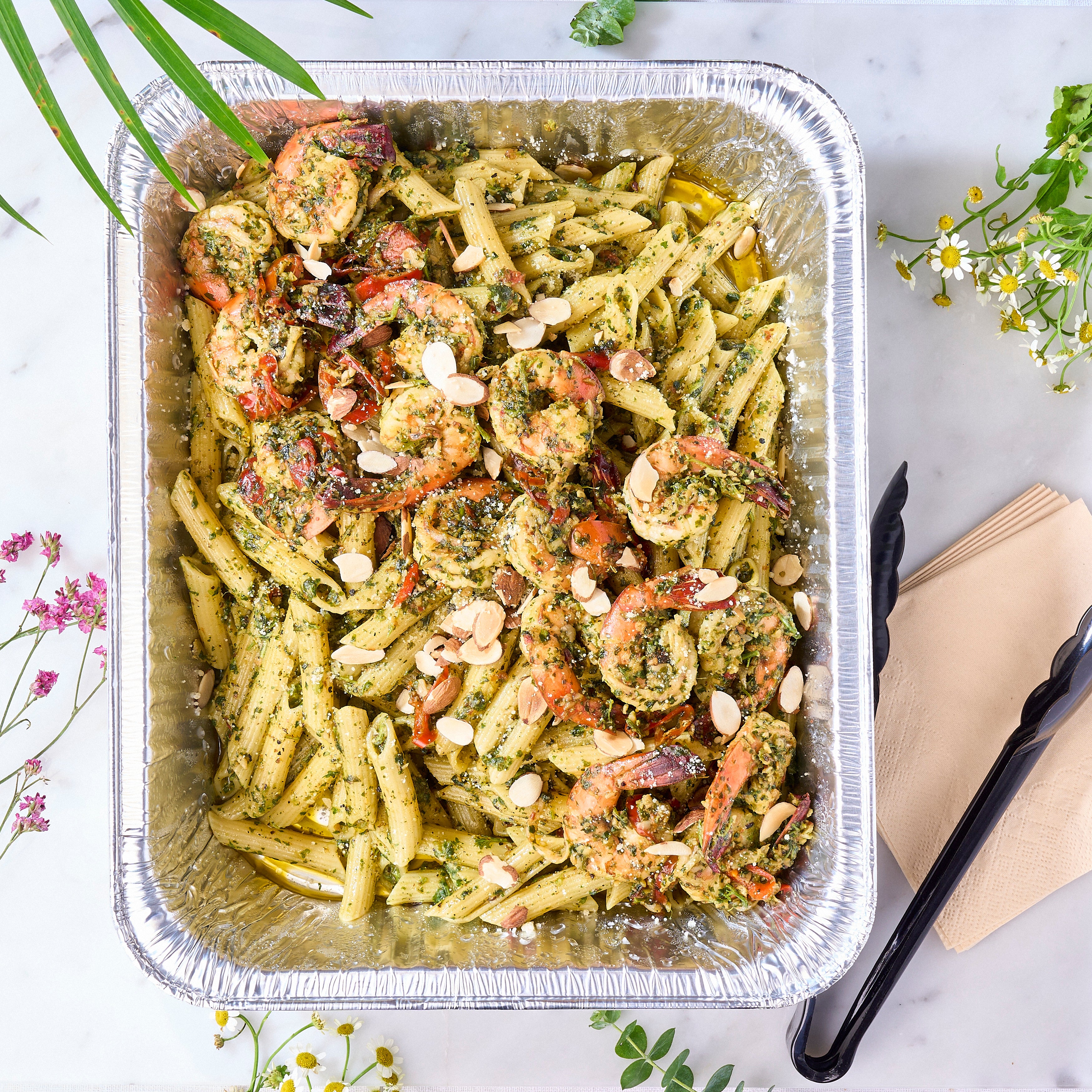 Coriander Pesto Seafood with Caramelised Chillis Pasta Tray