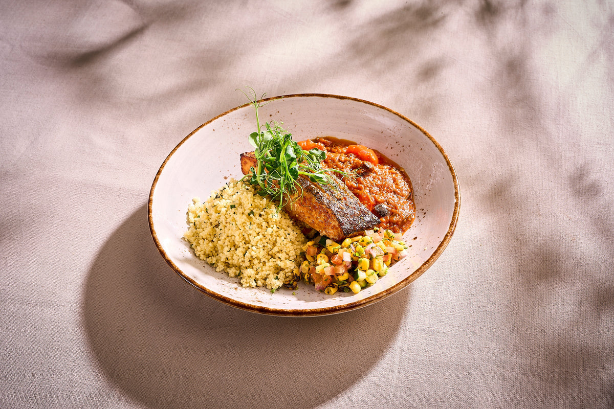 Harissa Roasted Salmon + Couscous