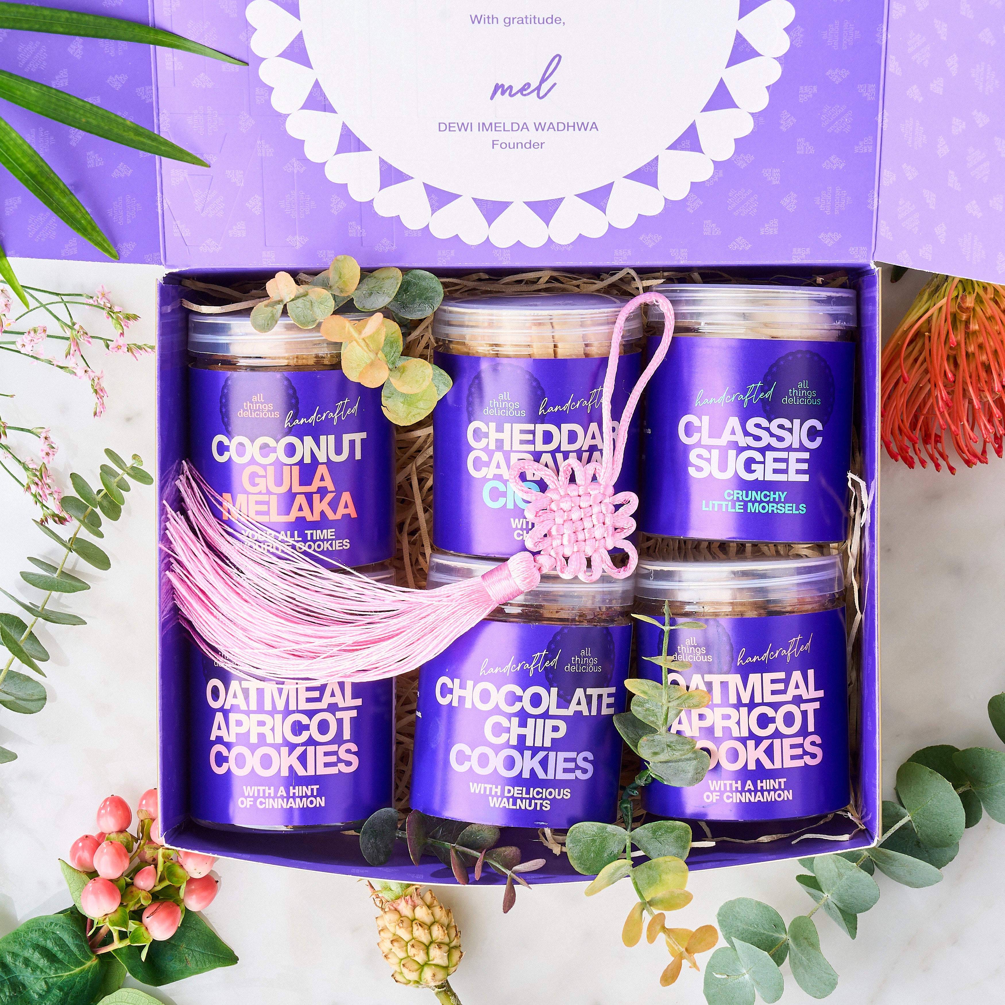 Opened Abundance Gift Box revealing a sextet of cookie varieties