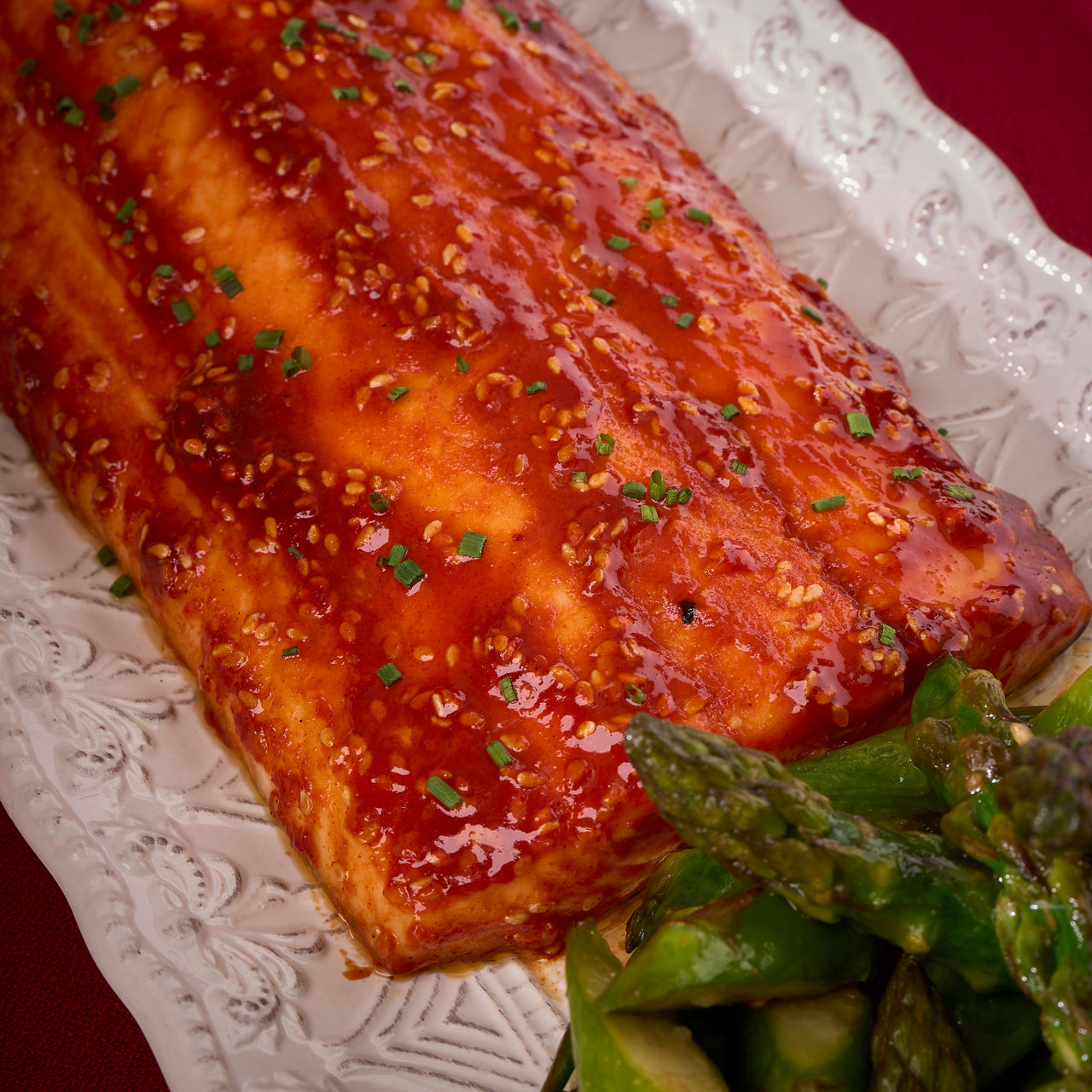 Gochujang Salmon with Garlic Asparagus