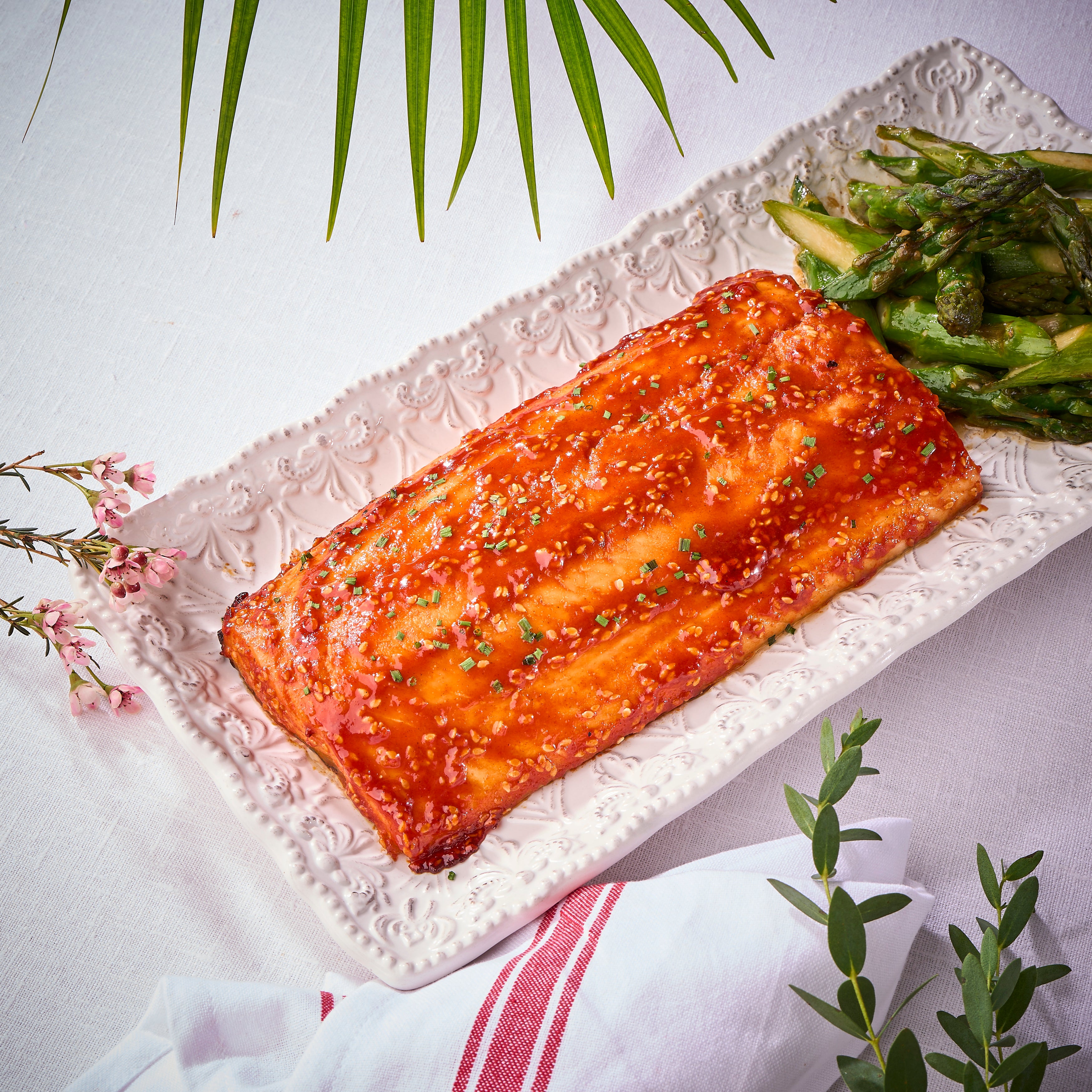 Gochujang Salmon with Garlic Asparagus