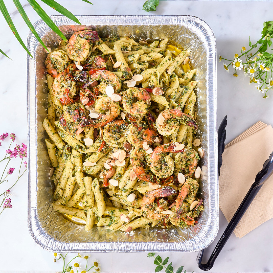 Coriander Pesto Prawns with Caramelised Chillis Pasta Tray