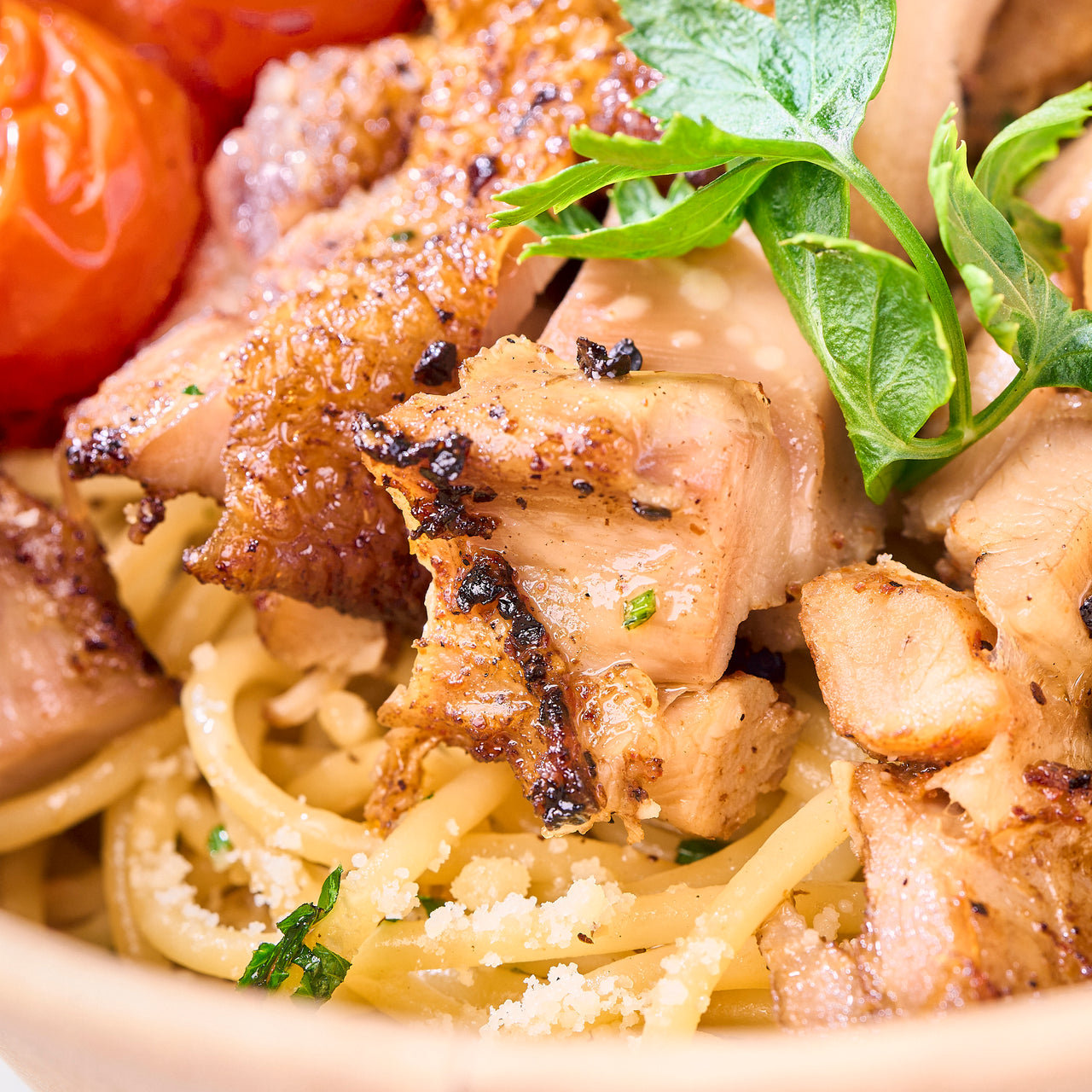 Honey Mustard Chicken Aglio Olio Bowl