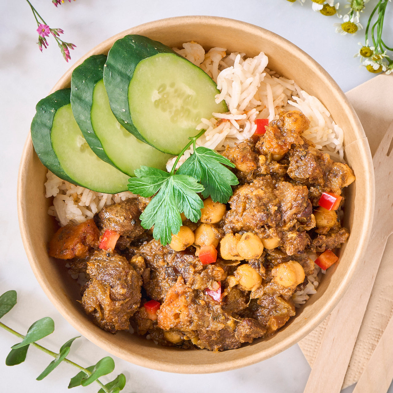 Moroccan Beef and Chickpea Rice Bowl