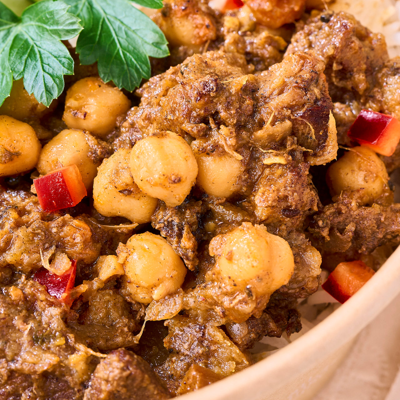 Moroccan Beef and Chickpea Rice Bowl