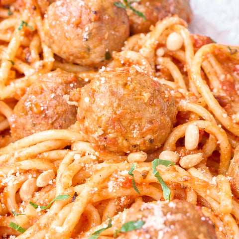 Spicy Lamb Meatballs Pasta Tray