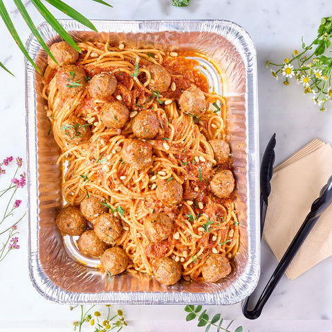 Spicy Lamb Meatballs Pasta Tray