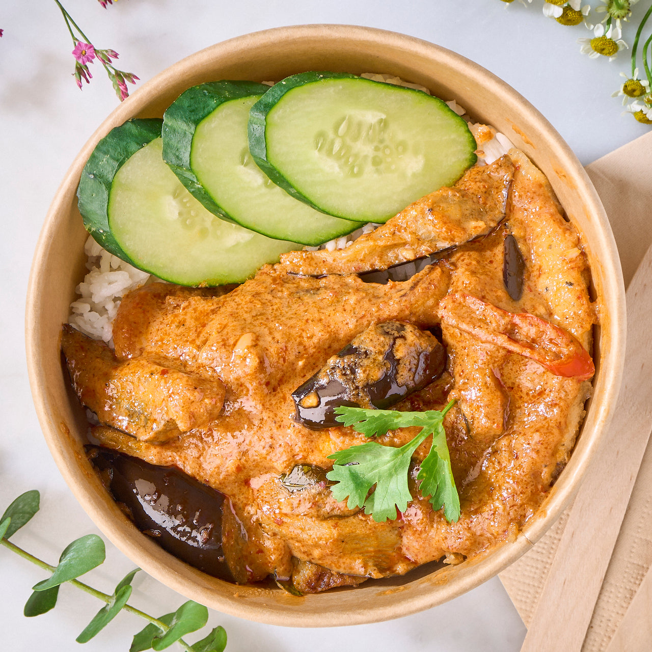 Thai Red Curry Fish Rice Bowl