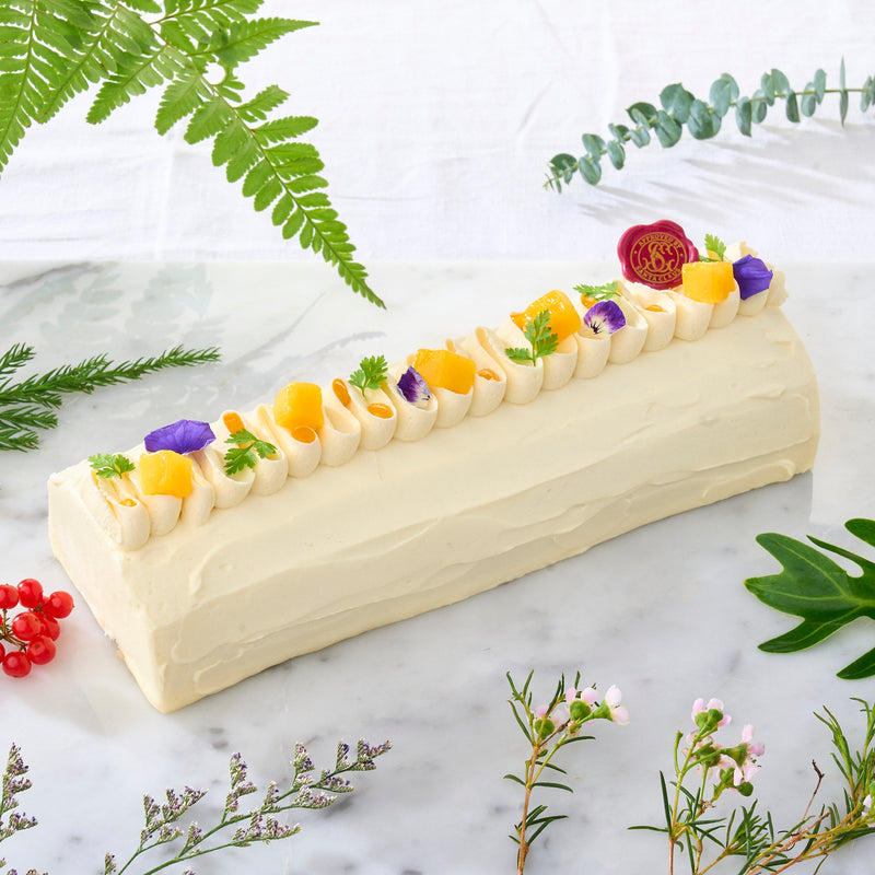 Passionfruit Mango Log Cake