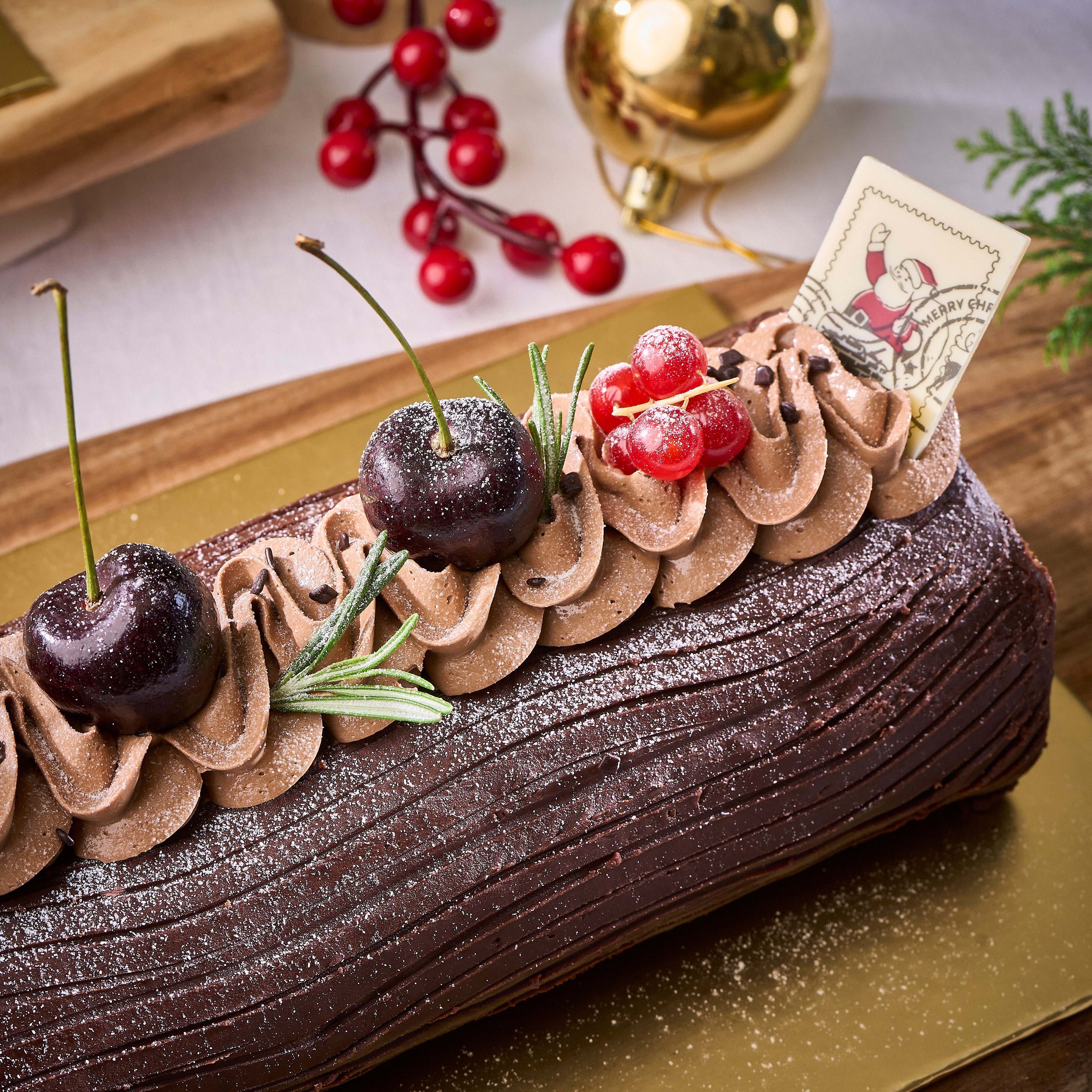 Chocolate Cherry Swirl Log Cake