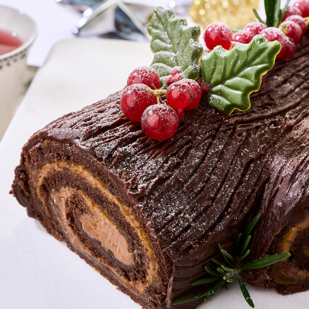 Chocolate Yuzu Log Cake