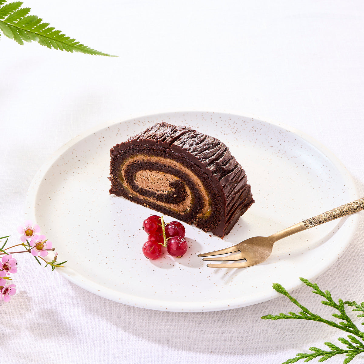 Chocolate Yuzu Log Cake