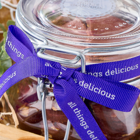 Regular Glass Jar ft our signature violet ribbons