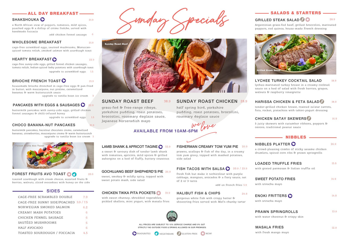 Sunday Roast menu