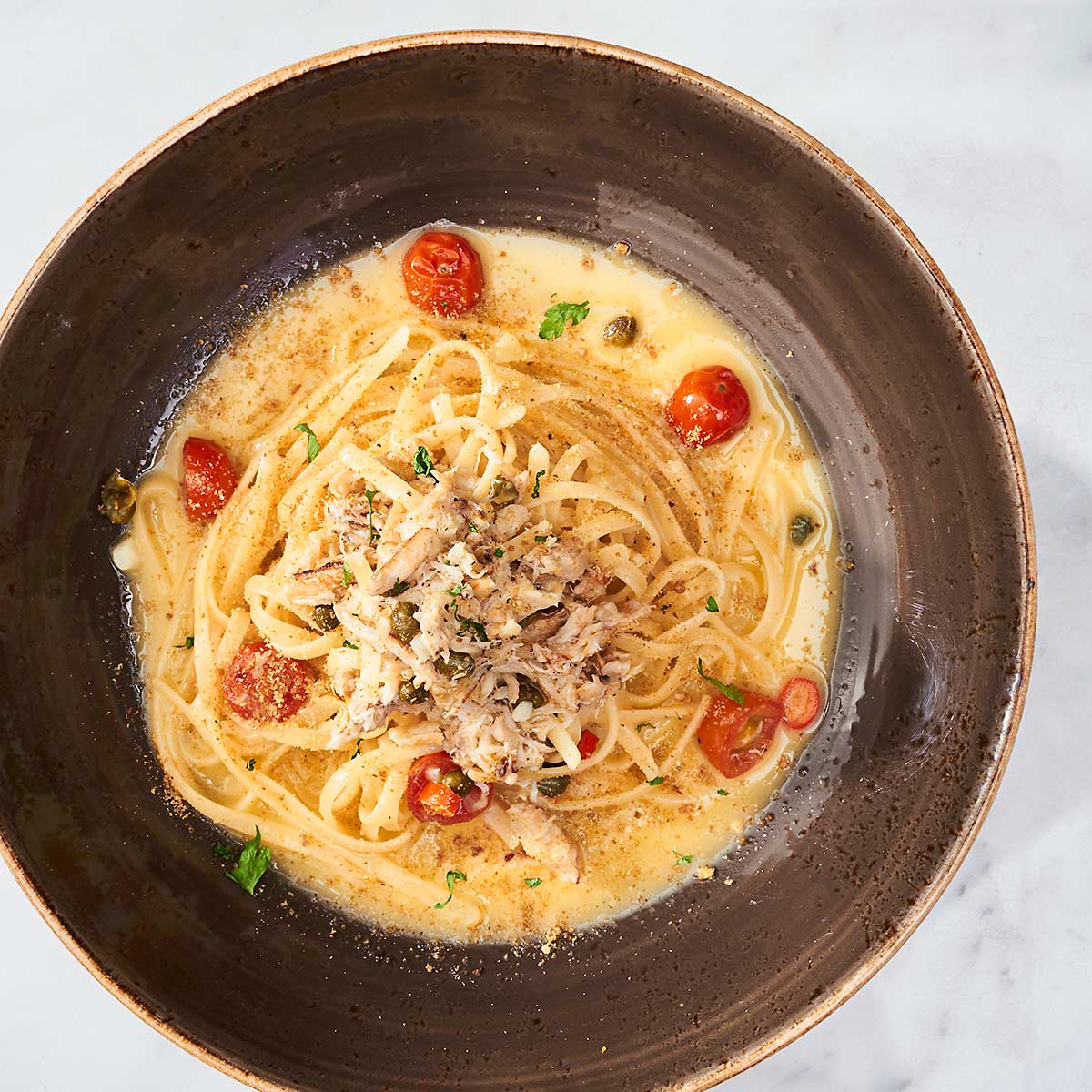 Crab Linguine Pasta Bowl