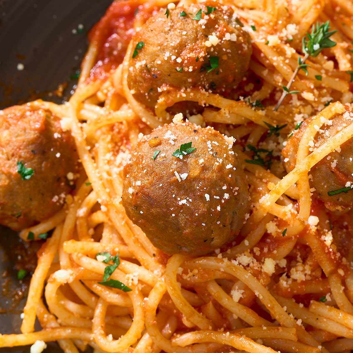 Pasta Bowl Pomodoro, with Spiced Lamb Meatballs