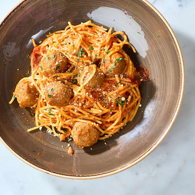 Pasta Bowl Pomodoro, with Spiced Lamb Meatballs