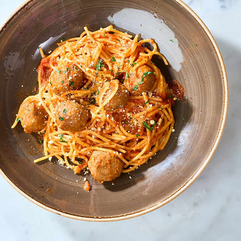 Pasta Bowl Pomodoro, with Spiced Lamb Meatballs
