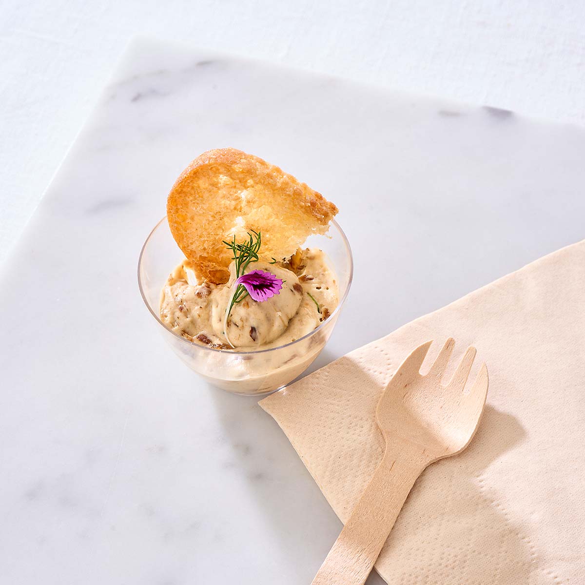 Close up of Creamy Onion Dip with Crostini
