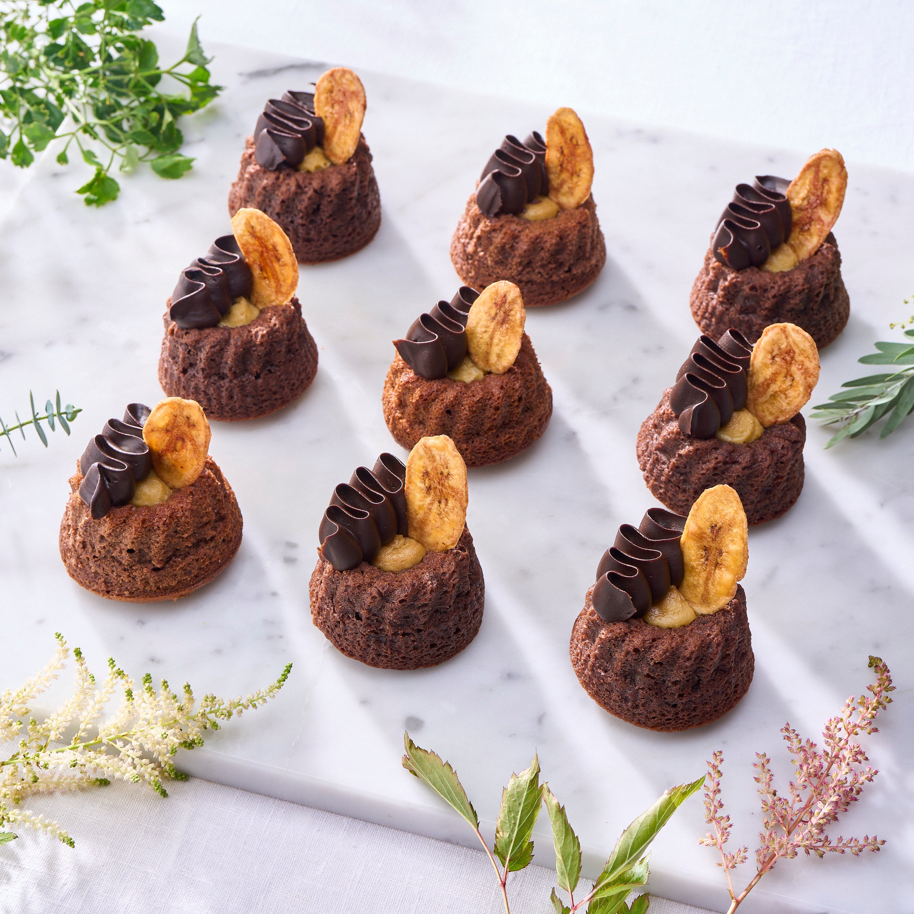 Chocolate Banana Mini Bundt Cakes